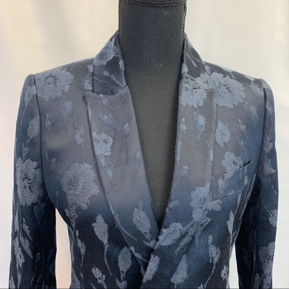 REISS Peony jacket jacquard double breasted blazer in navy Sz 6 NWOT - Picture 9 of 17